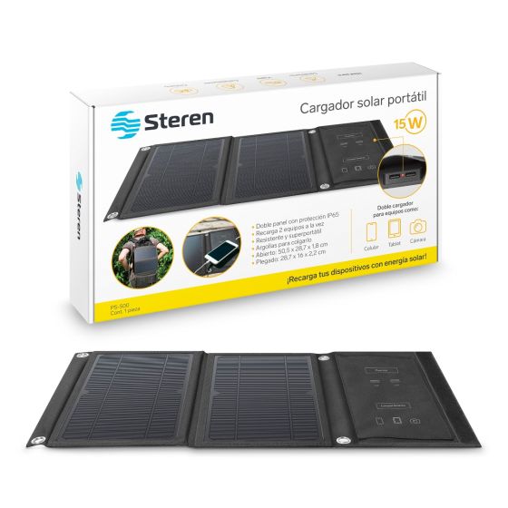 Cargador Solar Portátil De 15 W Panel Solar Steren